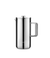 Front view of the stainless steel Aarke French Press with lid closed and sleek handle.