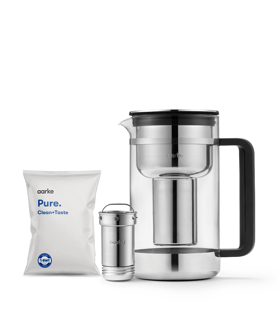 Differences between Aarke Purifier vs Purifier Large water filter jugs
