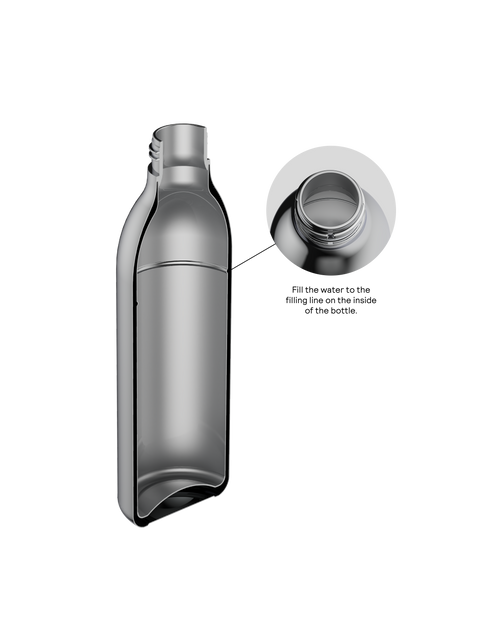 Inside of To-Go Bottle showing water filling mark.