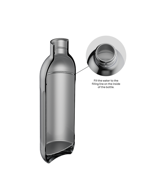 Inside of To-Go Bottle showing water filling mark.