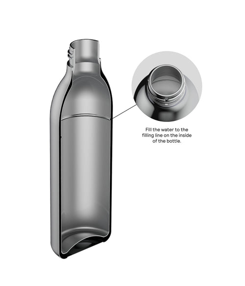 Inside of To-Go Bottle showing water filling mark.