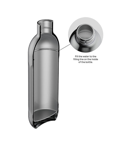 Inside of To-Go Bottle showing water filling mark.