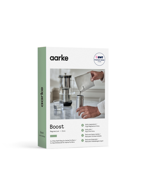 Aarke Boost Filter Granules refill pack for Aarke Water Purifier, for softer, magnesium- and zinc-mineralised water.